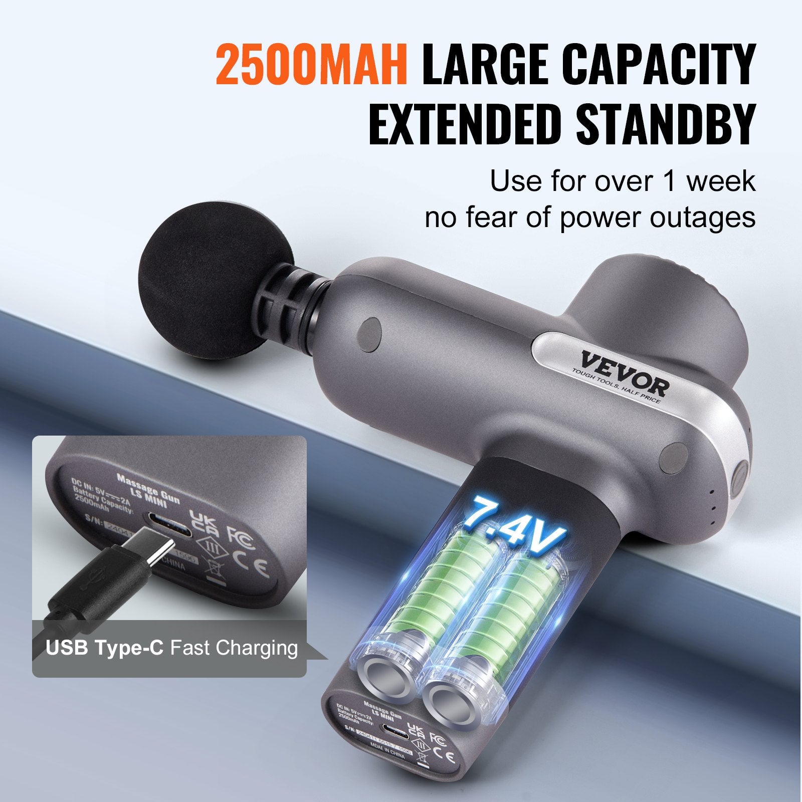 VEVOR Deep Tissue Massage Gun - 5 Speed Levels & 6 Heads for Pain Relief