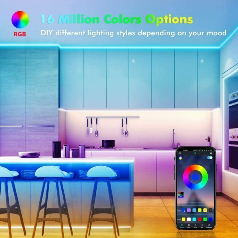 RGB LED Strip Lights with Bluetooth Remote - Color Changing TV Backlight