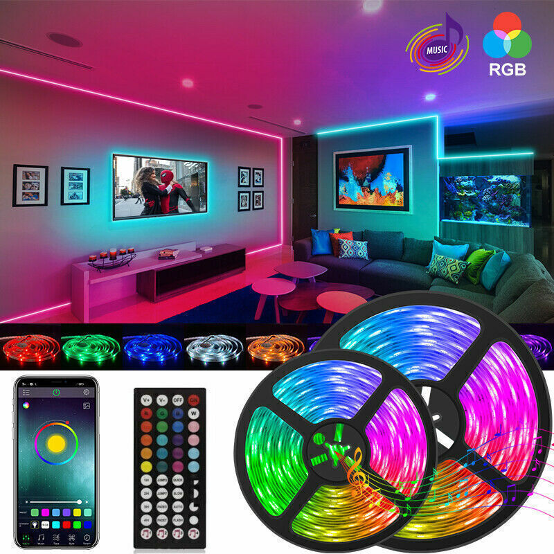 RGB LED Strip Lights with Bluetooth Remote - Color Changing TV Backlight