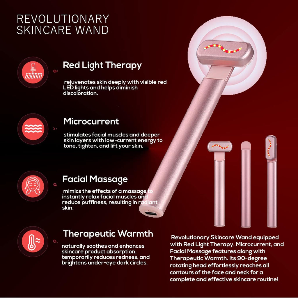 4-in-1 Facial Vibration Massager - LED Skin Rejuvenation Wand