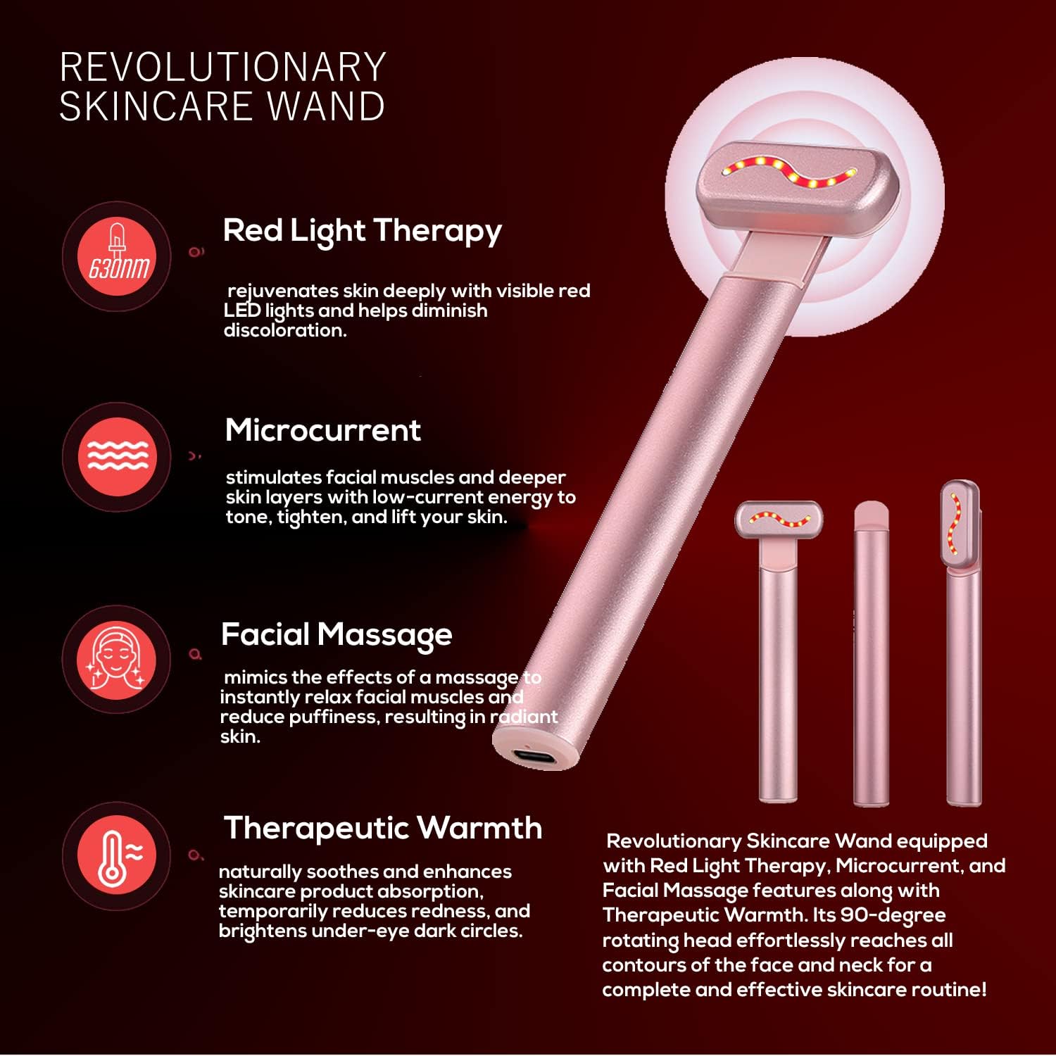 4-in-1 Facial Vibration Massager - LED Skin Rejuvenation Wand