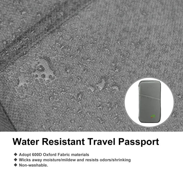 Travel Passport Wallet - Water Repellent Document Organizer