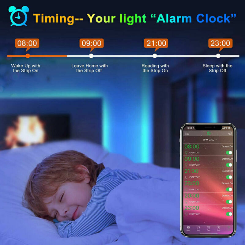 RGB LED Strip Lights with Bluetooth Remote - Color Changing TV Backlight