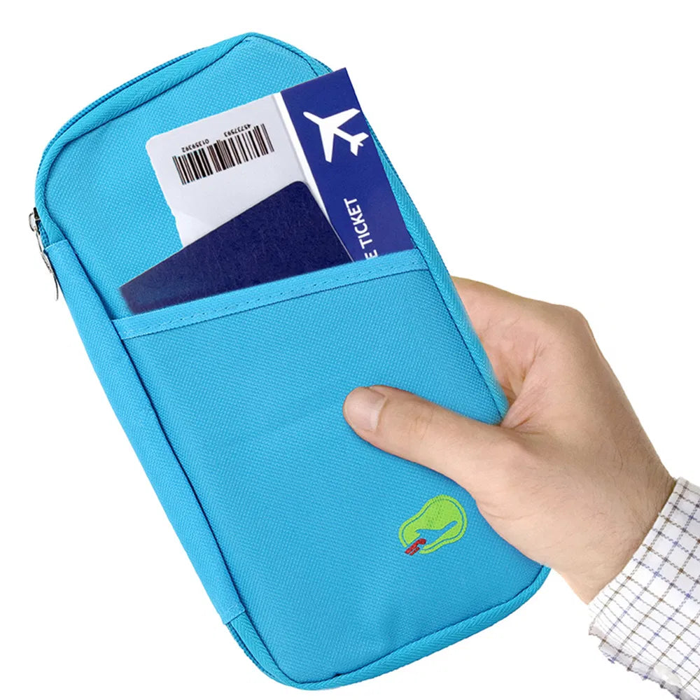 Travel Passport Wallet - Water Repellent Document Organizer