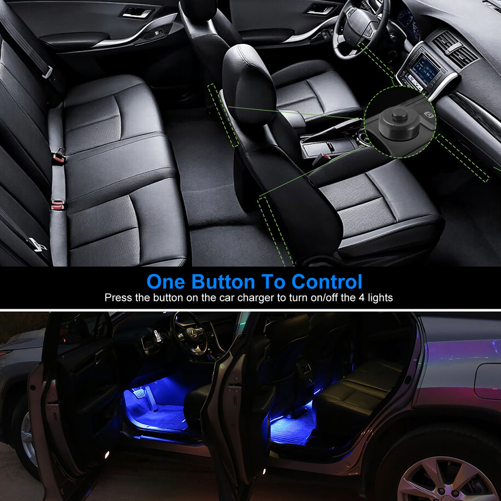 4-Pack Car Interior LED Atmosphere Lights - Blue Ambient Glow