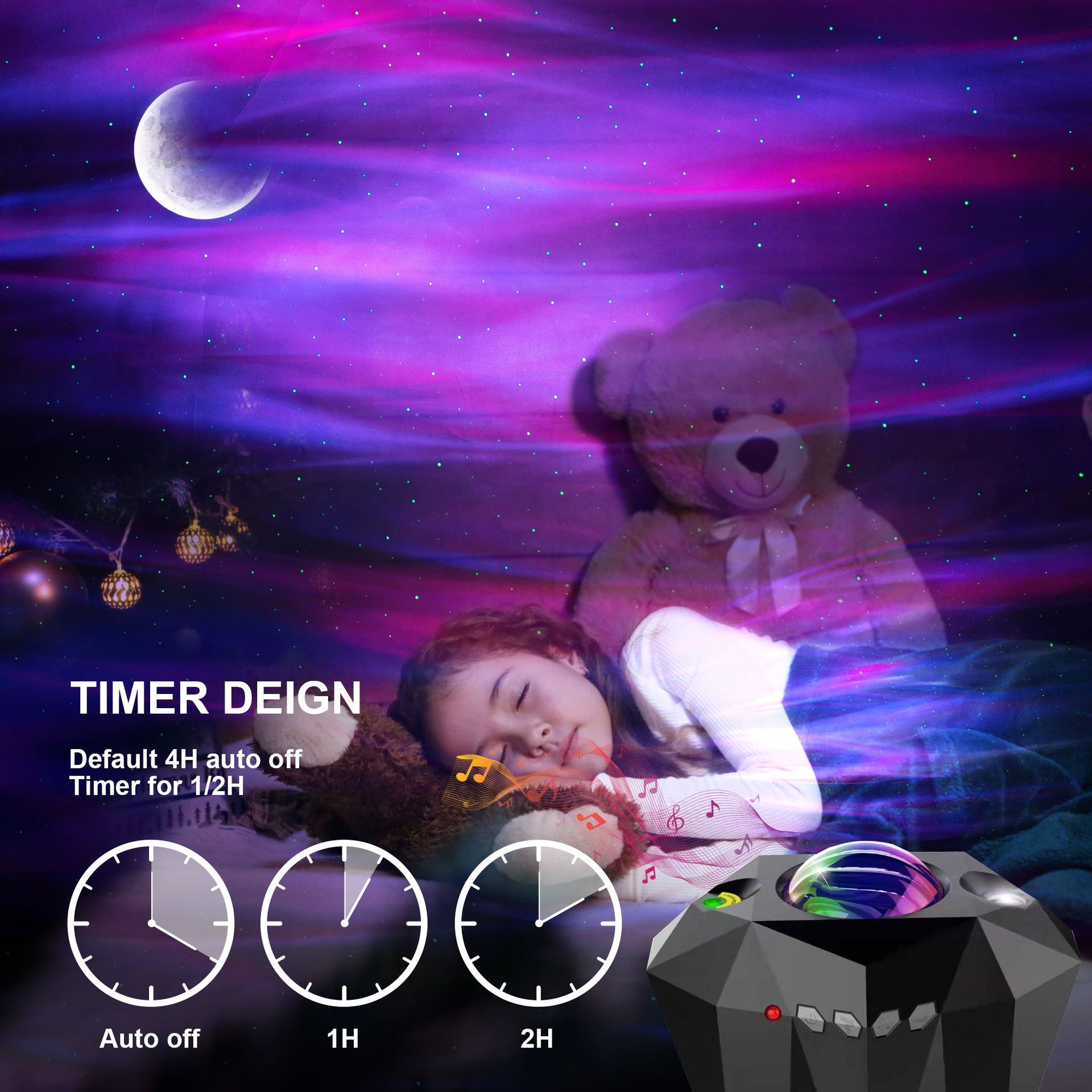Ocean Star Projector Lamp with Bluetooth Speaker - Night Light