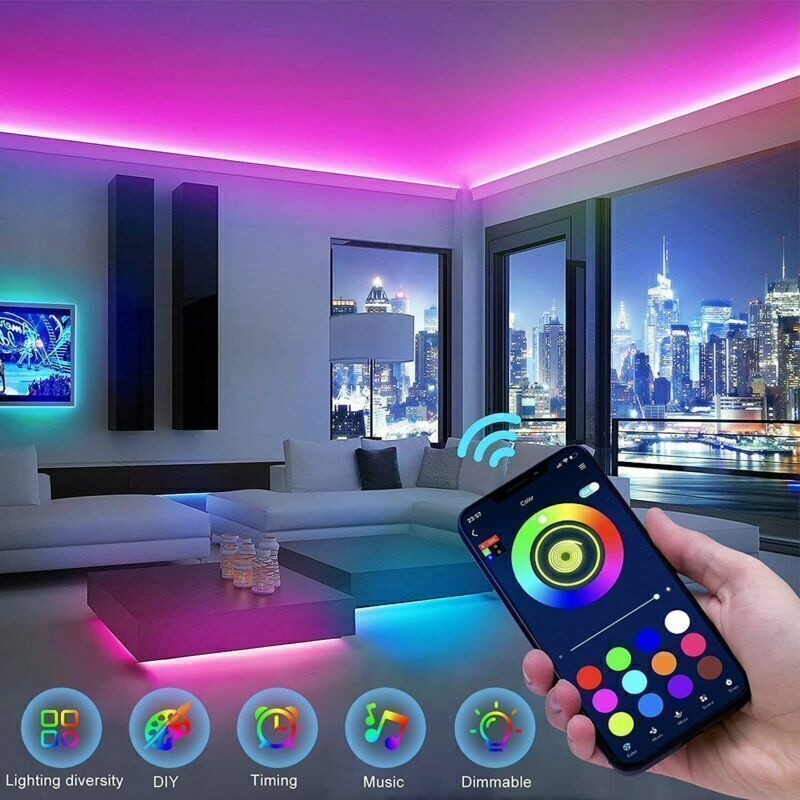 RGB LED Strip Lights with Bluetooth Remote - Color Changing TV Backlight