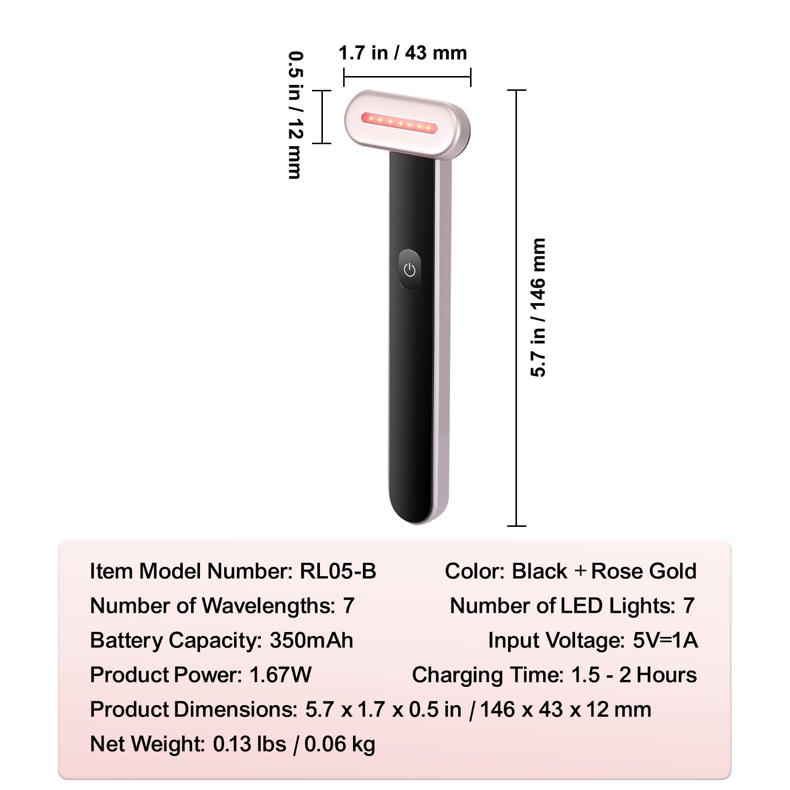 7-Color Red Light Therapy Wand - Face & Neck Treatment