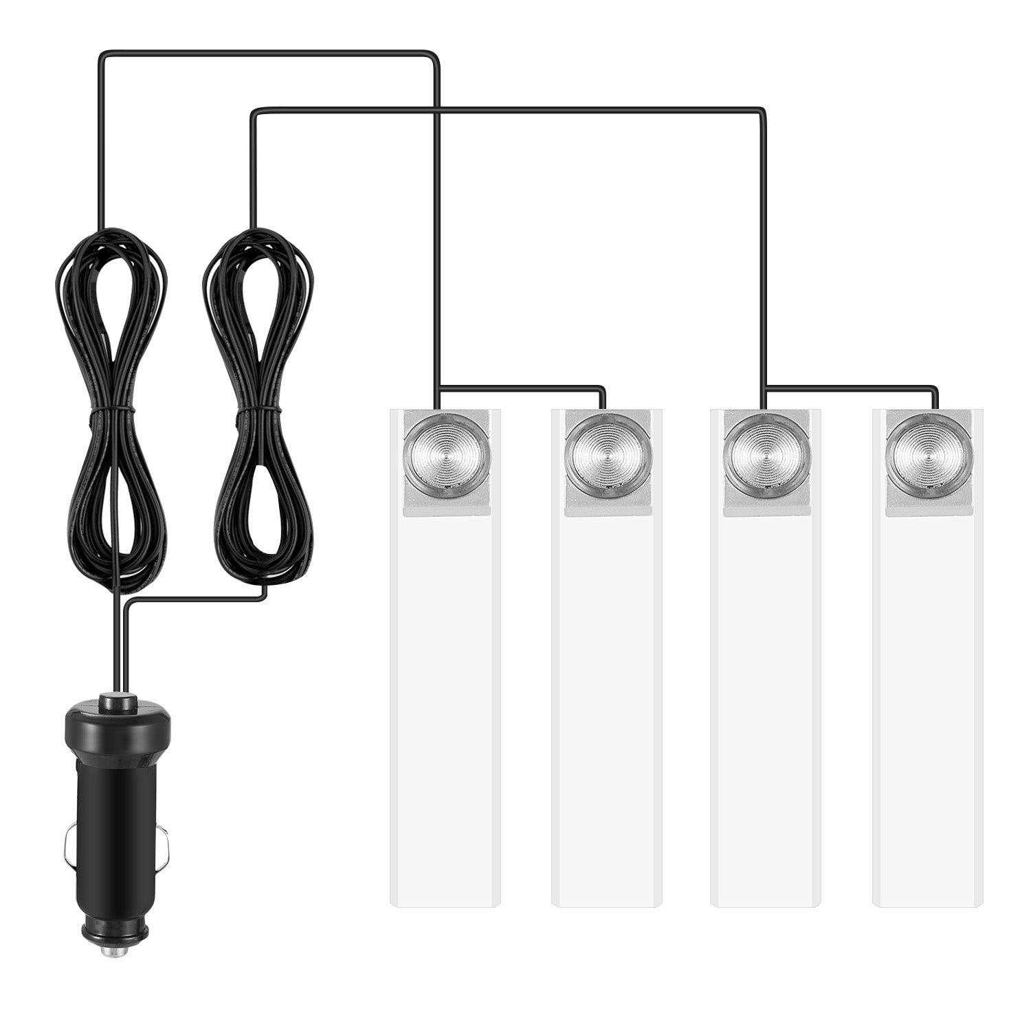 4-Pack Car Interior LED Atmosphere Lights - Blue Ambient Glow