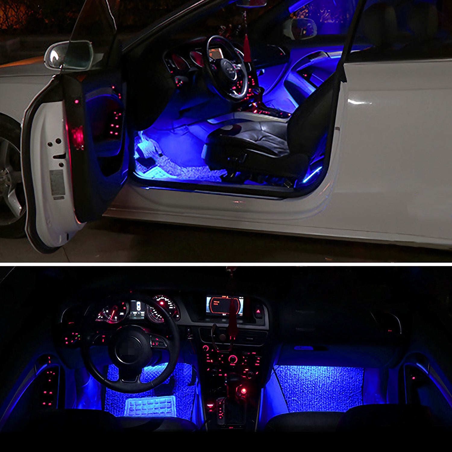 4-Pack Car Interior LED Atmosphere Lights - Blue Ambient Glow
