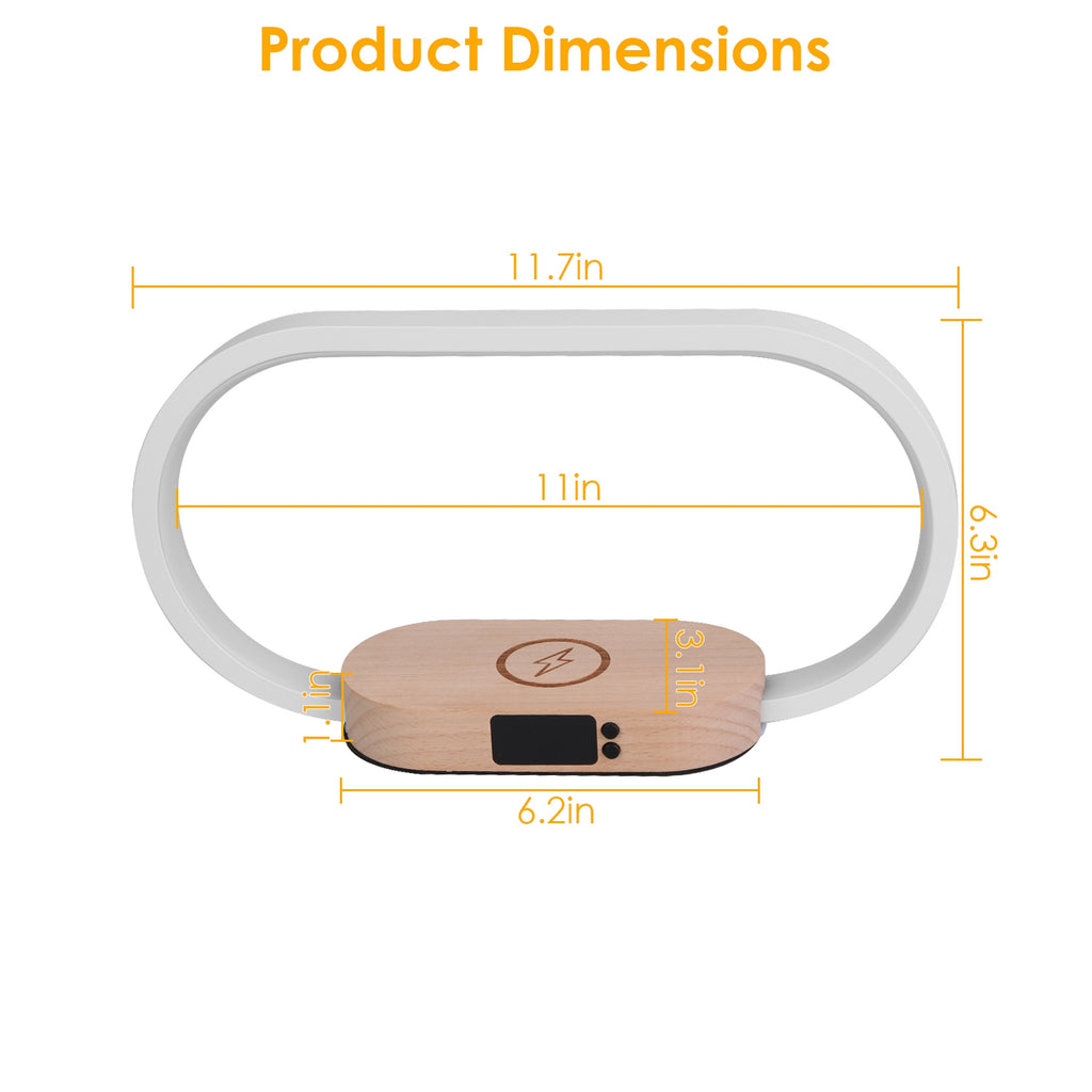 Bedside Lamp with Clock & Wireless Charging - Touch Dimmable LED