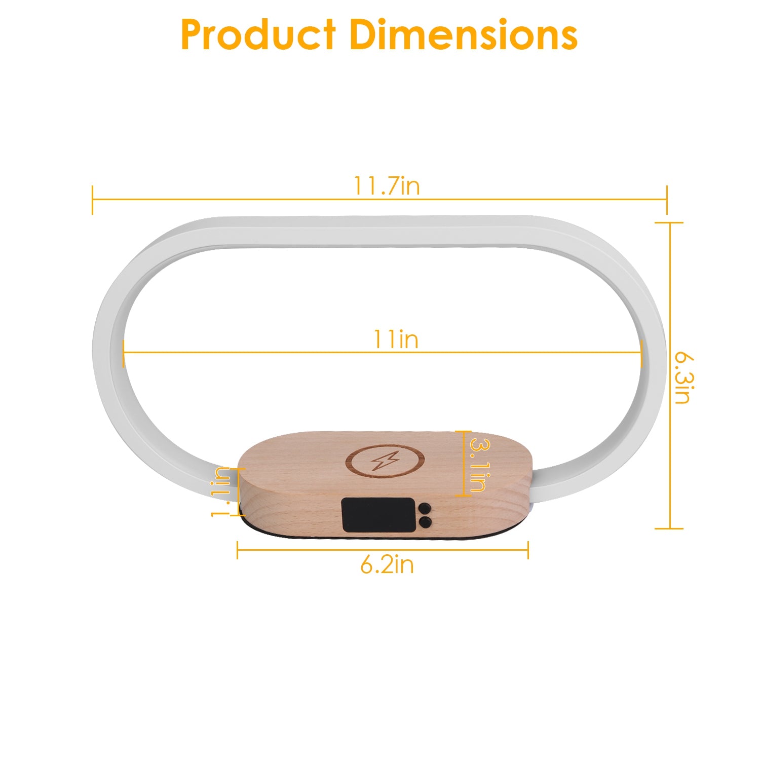Bedside Lamp with Clock & Wireless Charging - Touch Dimmable LED