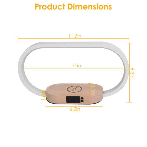 Bedside Lamp with Clock & Wireless Charging - Touch Dimmable LED