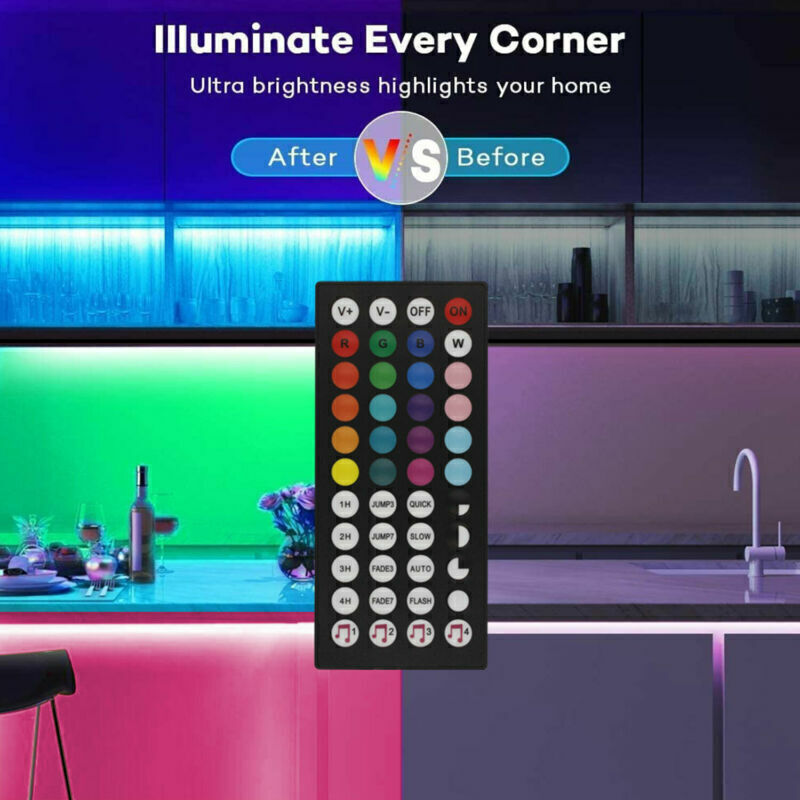 RGB LED Strip Lights with Bluetooth Remote - Color Changing TV Backlight