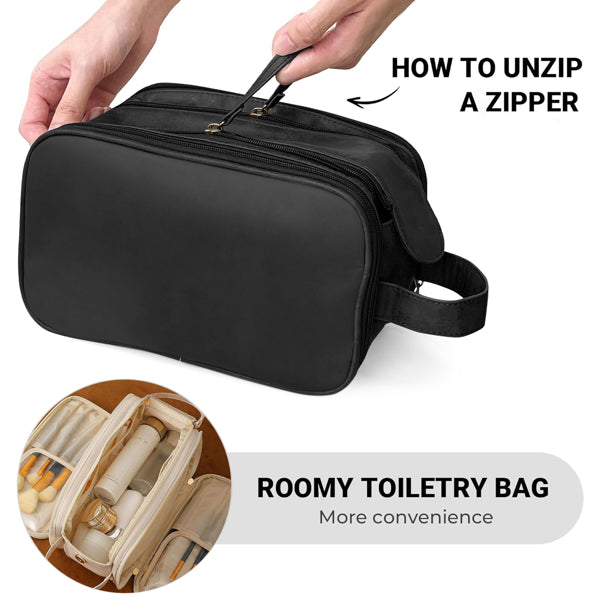 Large Capacity Travel Makeup Organizer - Waterproof PU Leather