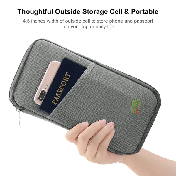 Travel Passport Wallet - Water Repellent Document Organizer